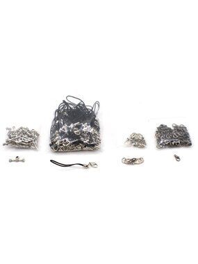 Mixed Jewelry Making Supplies Lot Lobster Clasp Jump Rings Cord Ends Black Cords